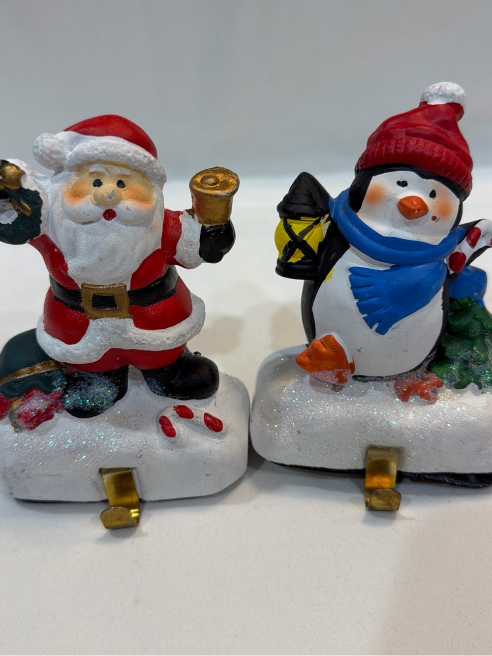Santa and Penguin Holiday Stocking Holders - Red, White, Blue